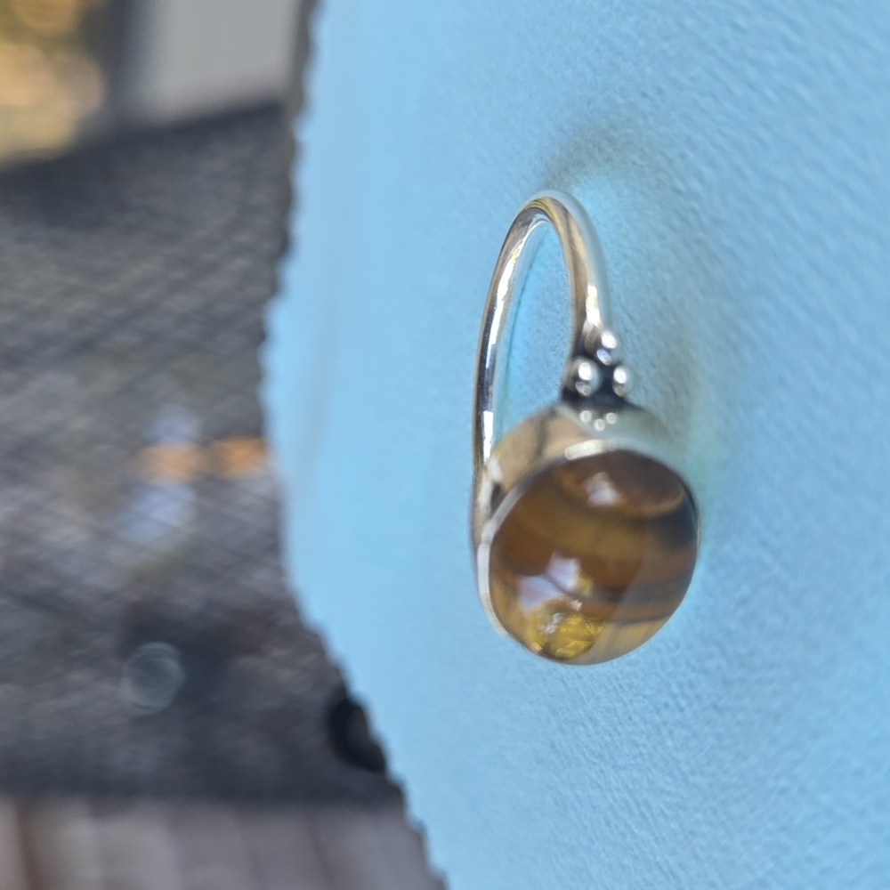 Tiger's Eye Solid Sterling Silver Ring - image 3